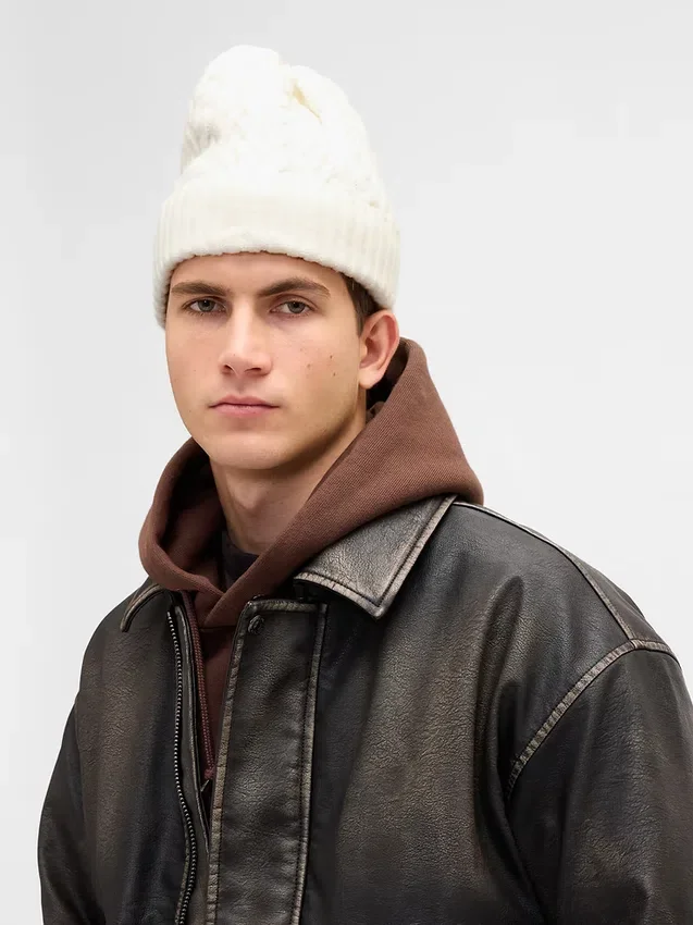 Cashsoft Cable-Knit Beanie