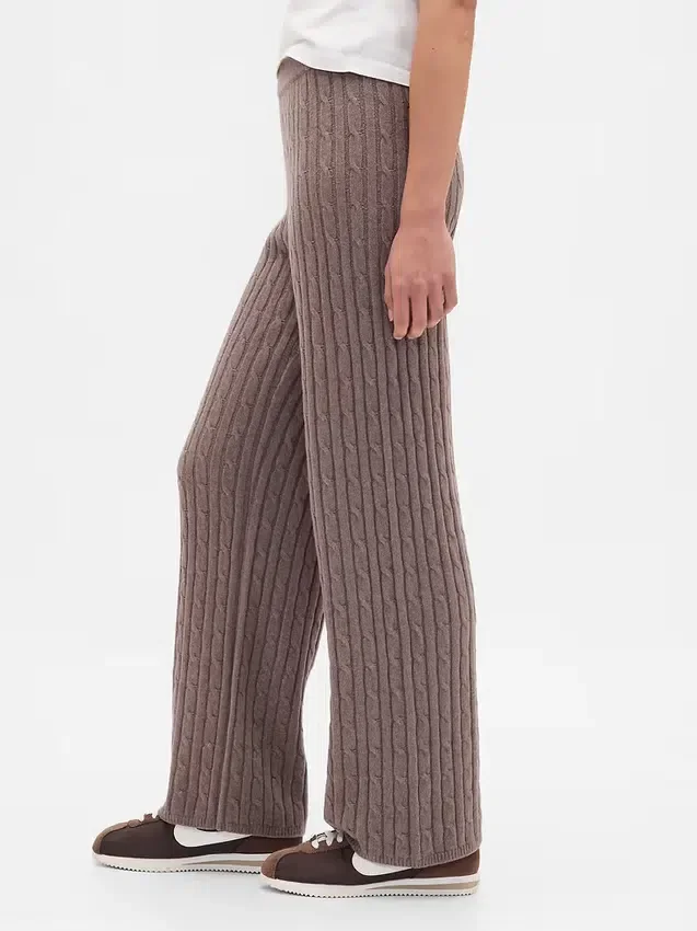 Cashsoft Cable-Knit Sweater Pants
