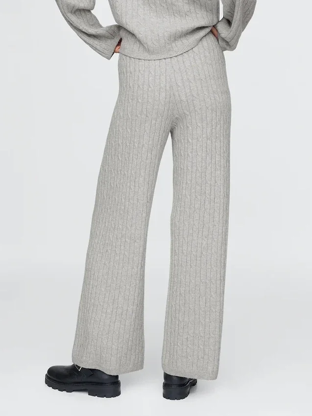 Cashsoft Cable-Knit Sweater Pants