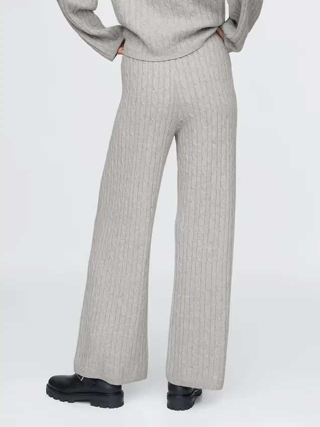Cashsoft Cable-Knit Sweater Pants