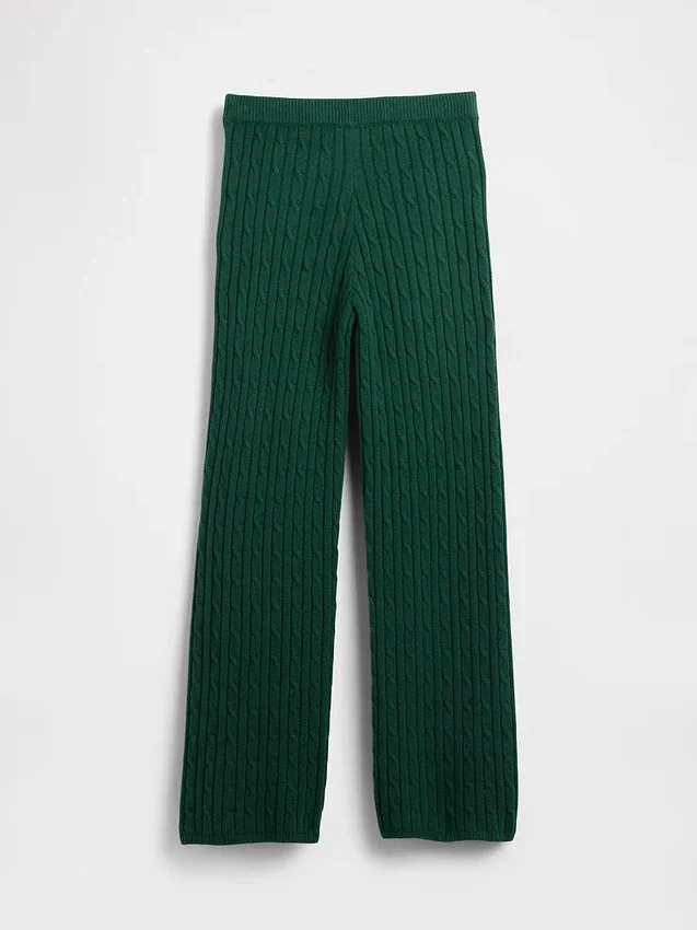 Cashsoft Cable-Knit Sweater Pants