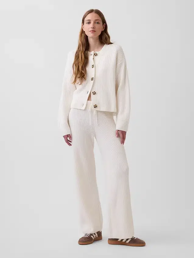 Cashsoft Shaker-Stitch Sweater Pants