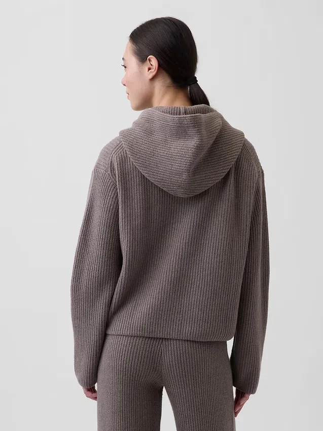 Cashsoft Oversized Shaker-Stitch Hoodie