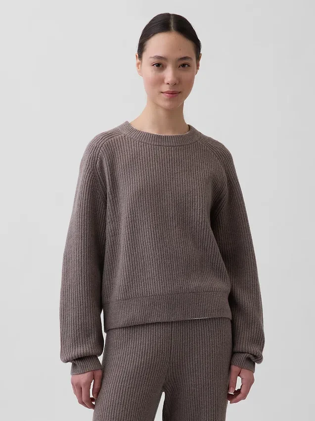 Cashsoft Relaxed Shaker-Stitch Sweater