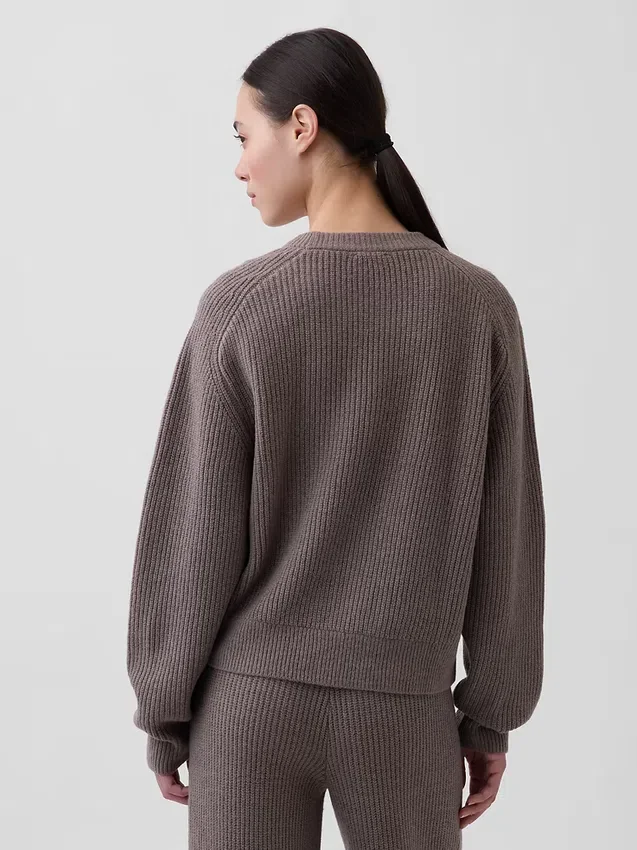 Cashsoft Relaxed Shaker-Stitch Sweater