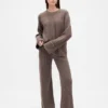 Cashsoft Shaker-Stitch Sweater Pants