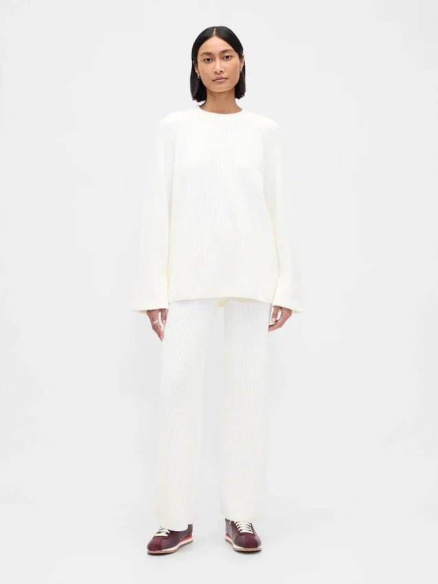 Cashsoft Shaker-Stitch Sweater Pants