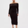 Cashsoft Stretch Off-Shoulder Midi Sweater Dress