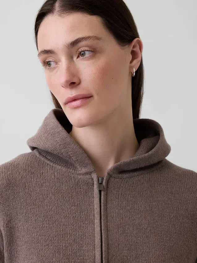 Cashsoft Sweater Crop Zip Hoodie