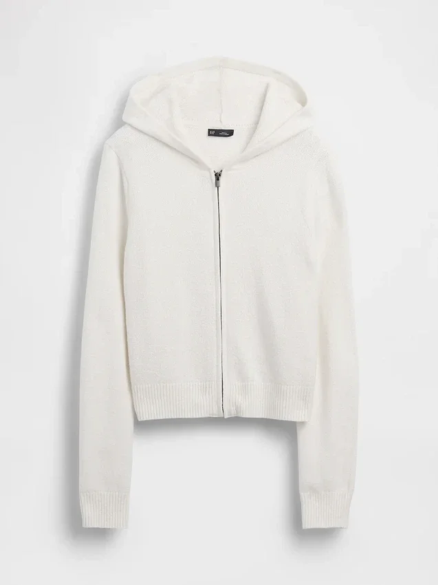 Cashsoft Sweater Crop Zip Hoodie