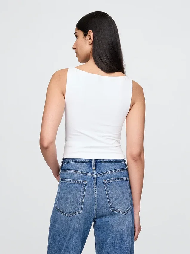 Closeknit Jersey Boatneck Crop Tank Top