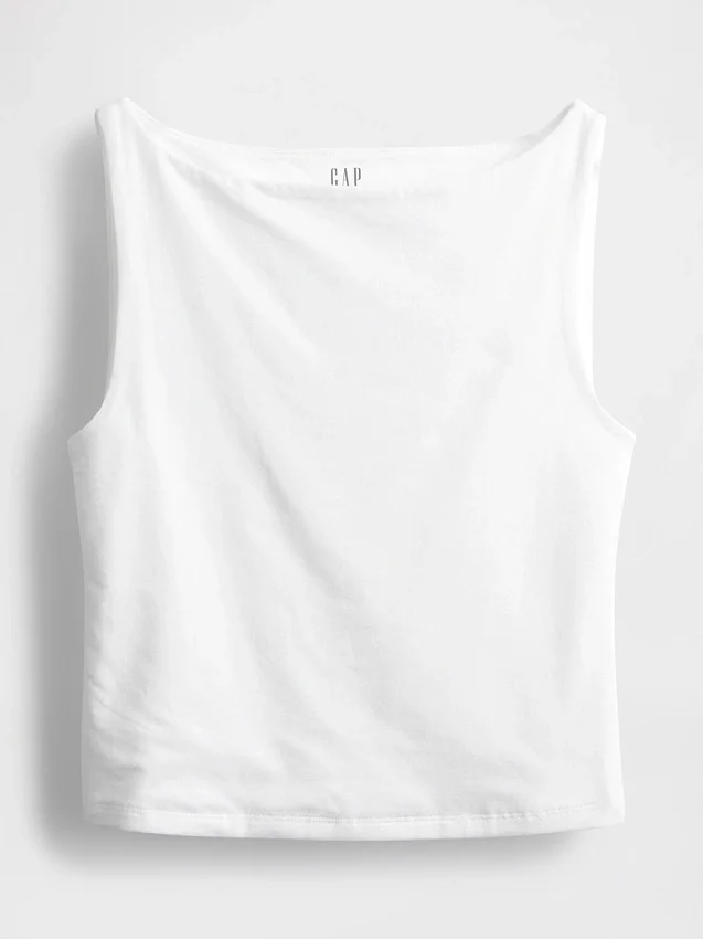 Closeknit Jersey Boatneck Crop Tank Top