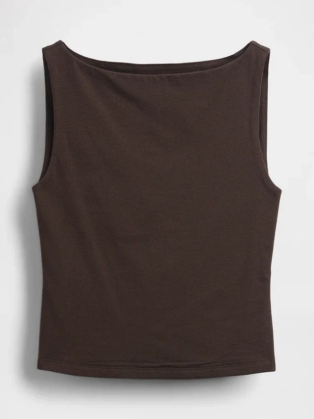 Closeknit Jersey Boatneck Crop Tank Top