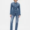 Contoured Longline Denim Jacket
