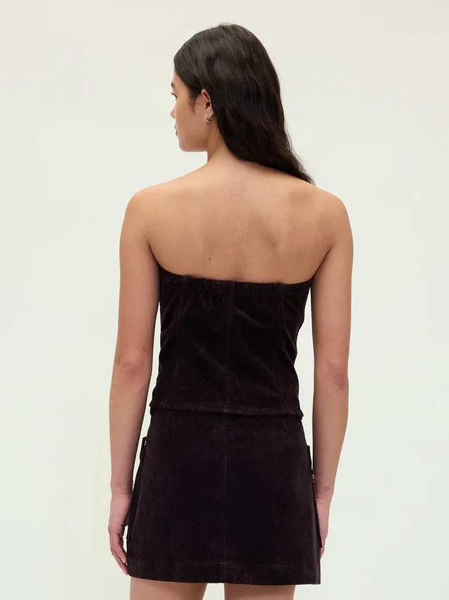 Corduroy Strapless Crop Vest