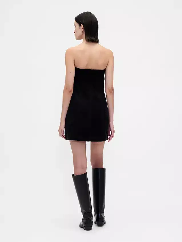 Corduroy Strapless Mini Dress