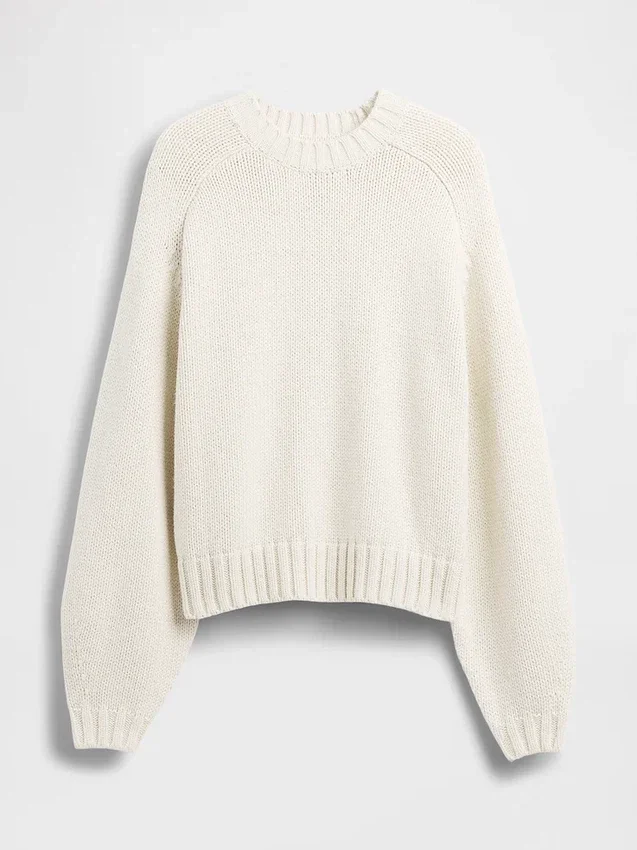 Cotton-Blend Relaxed Crewneck Sweater