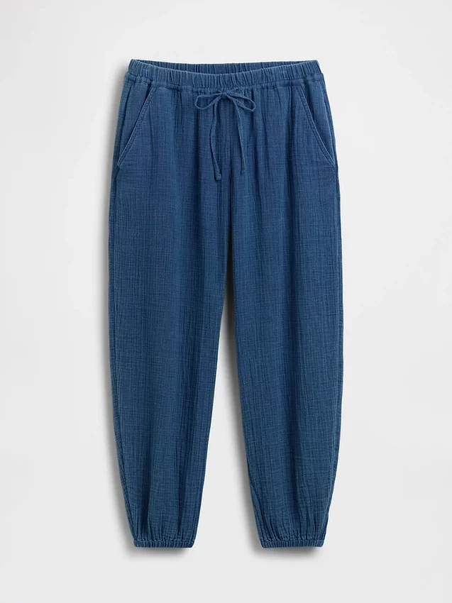 Cotton Gauze Denim Easy Barrel Joggers