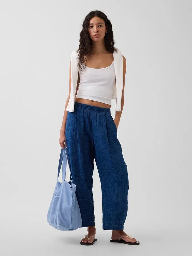 Cotton Gauze Denim Easy Pants