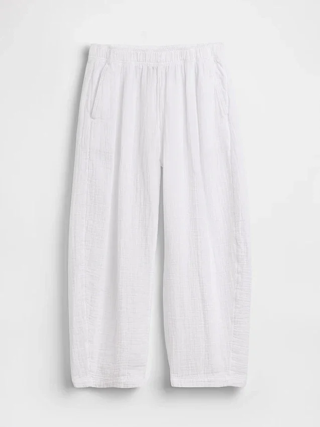 Cotton Gauze Easy Barrel Pants