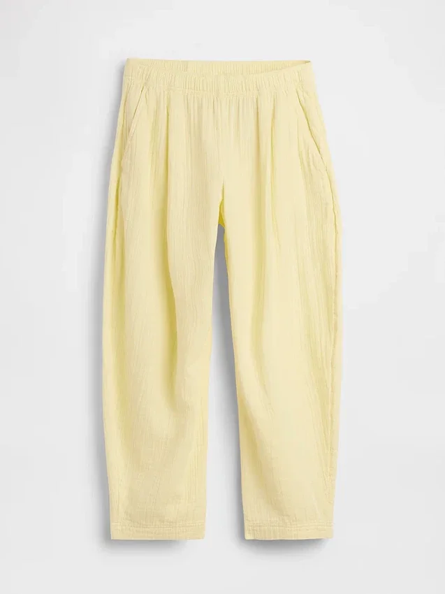 Cotton Gauze Easy Barrel Pants