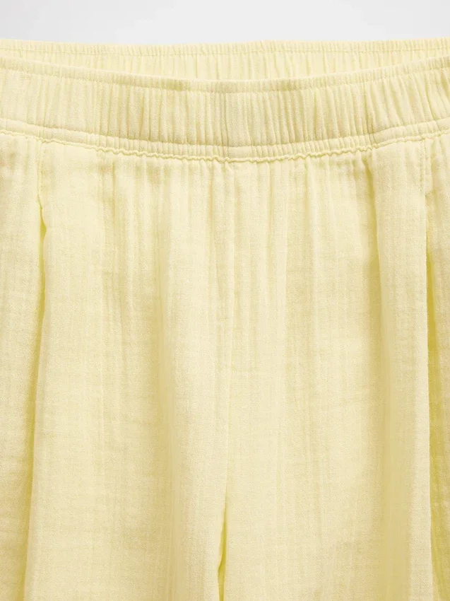 Cotton Gauze Easy Barrel Pants