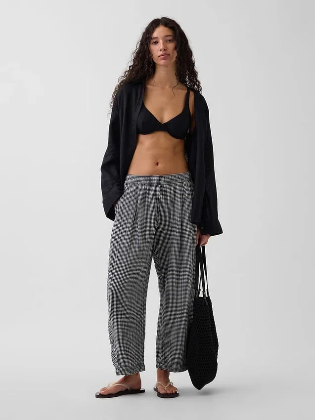 Cotton Gauze Easy Barrel Pants