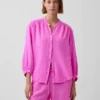 Cotton Gauze Oversized Collarless Shirt