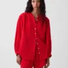 Cotton Gauze Oversized Collarless Shirt