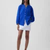Cotton Gauze Oversized Collarless Shirt