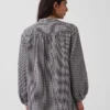 Cotton Gauze Oversized Collarless Shirt