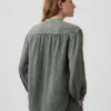 Cotton Gauze Oversized Collarless Shirt