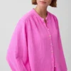 Cotton Gauze Oversized Collarless Shirt
