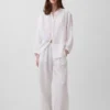 Cotton Gauze Oversized Collarless Shirt