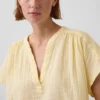 Cotton Gauze Oversized Split-Neck Top