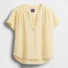 Cotton Gauze Oversized Split-Neck Top