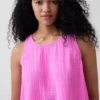 Cotton Gauze Racer Shell Tank Top