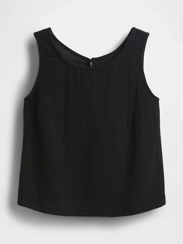 Cotton Gauze Racer Shell Tank Top