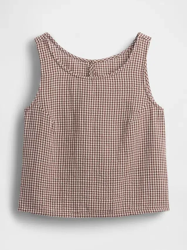 Cotton Gauze Racer Shell Tank Top