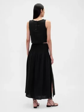 Cotton Gauze Smocked-Waist Maxi Skirt