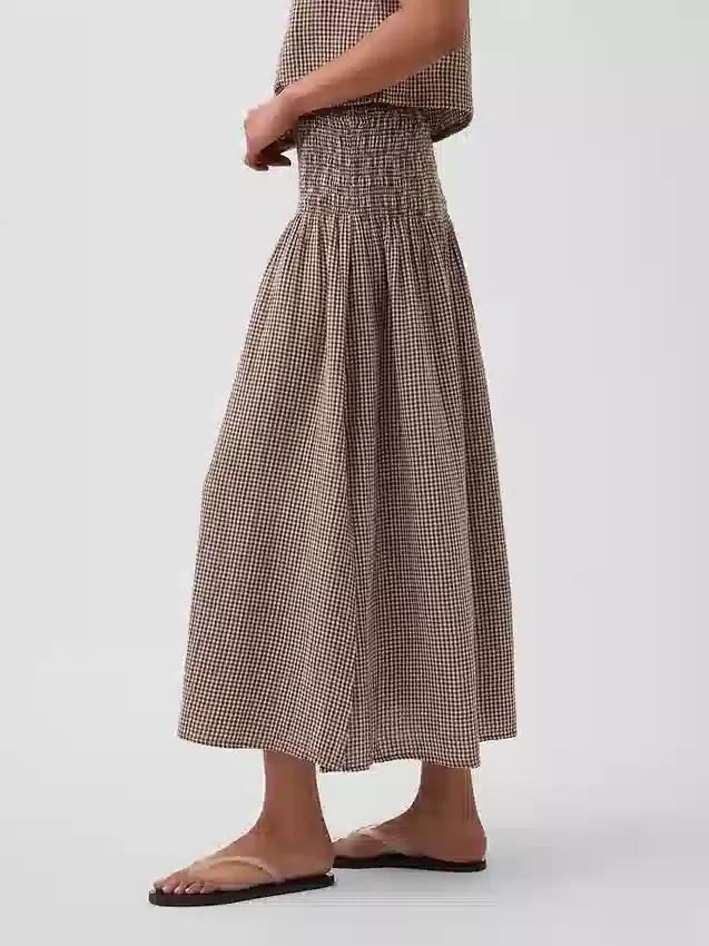 Cotton Gauze Smocked-Waist Maxi Skirt