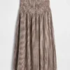 Cotton Gauze Smocked-Waist Maxi Skirt