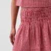 Cotton Gauze Smocked-Waist Mini Skort