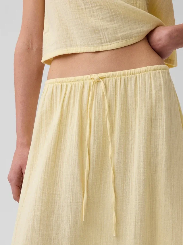 Cotton Gauze Tiered Easy Maxi Skirt