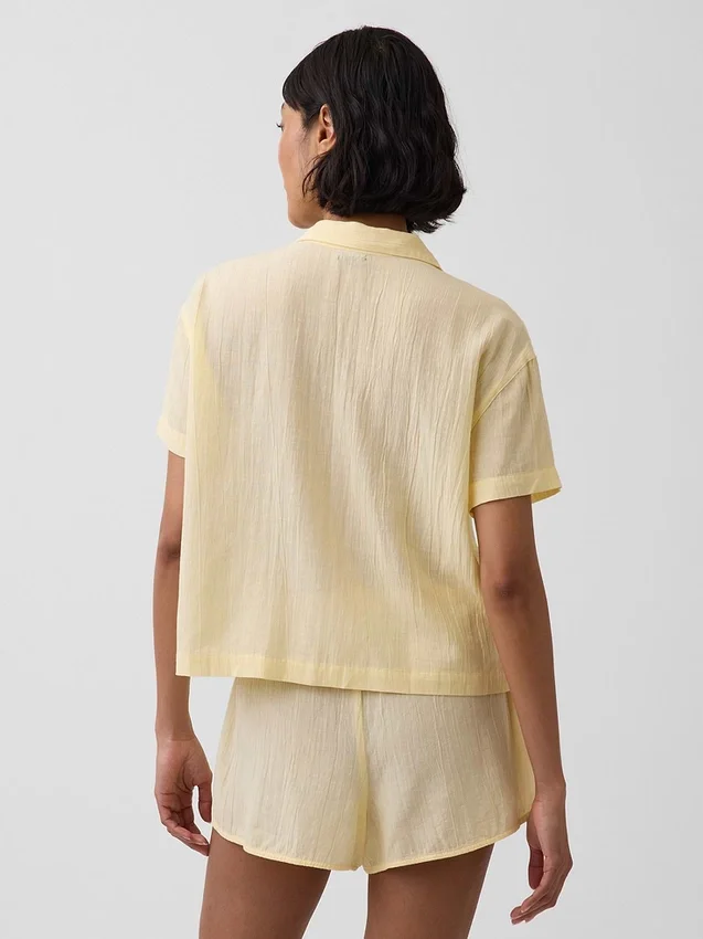 Crinkle Gauze Oversized Pj Shirt