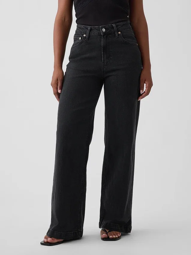 Curvy High Rise Stride Wide-Leg Jeans
