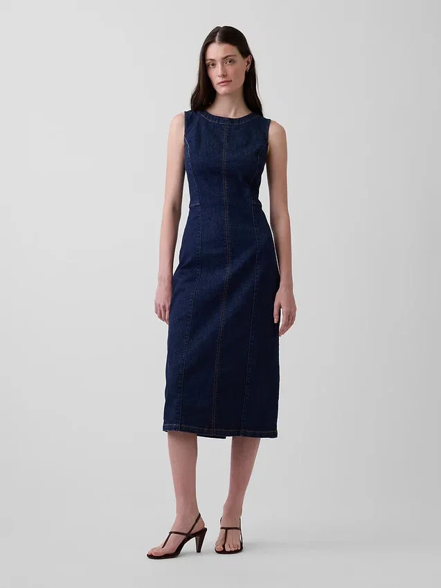 Denim Bodycon Midi Dress