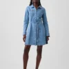 Denim Button-Front Mini Dress