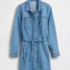 Denim Button-Front Mini Dress