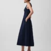 Denim Drop-Waist Midi Dress
